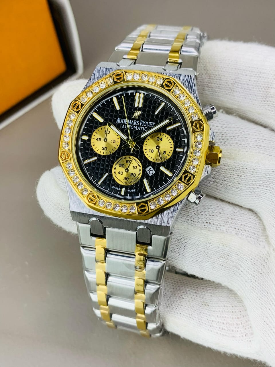 AP Royal Oak Diamond Bezel Stainless Steel Chain