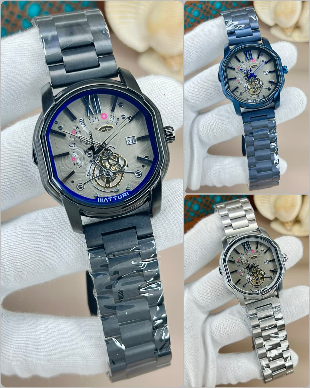 MATTURI Gents Steel Chain Down Second & Date