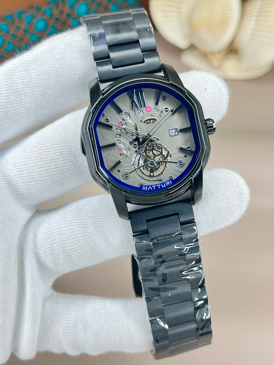 MATTURI Gents Steel Chain Down Second & Date