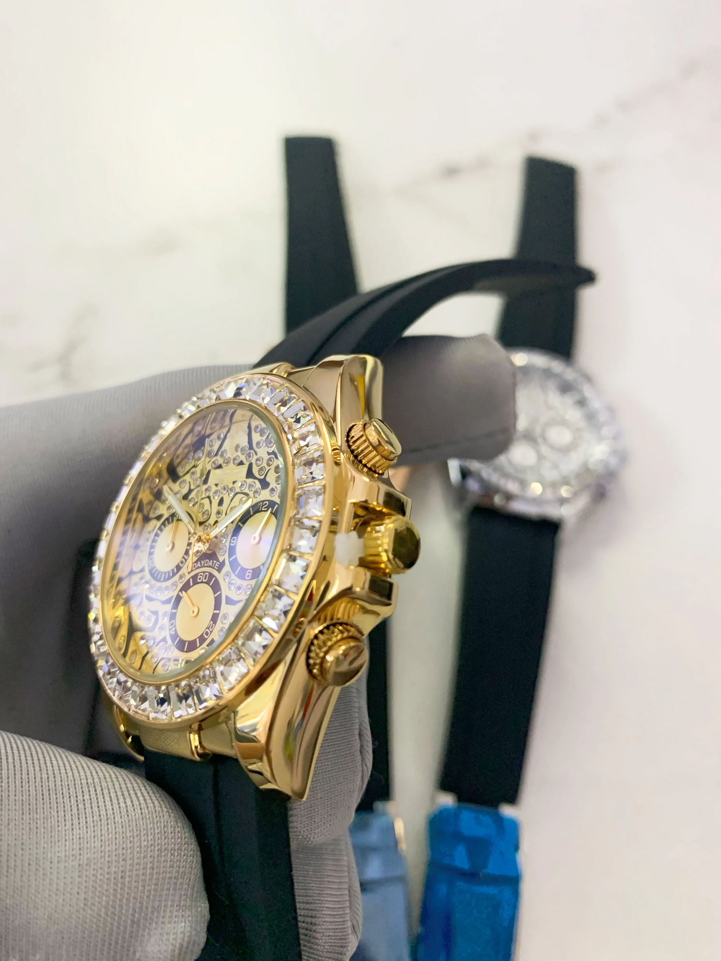 Classic Automatic RX-Tiger Watch with Diamonds, Luxury Quartz Men's Watch with Rubber Strap