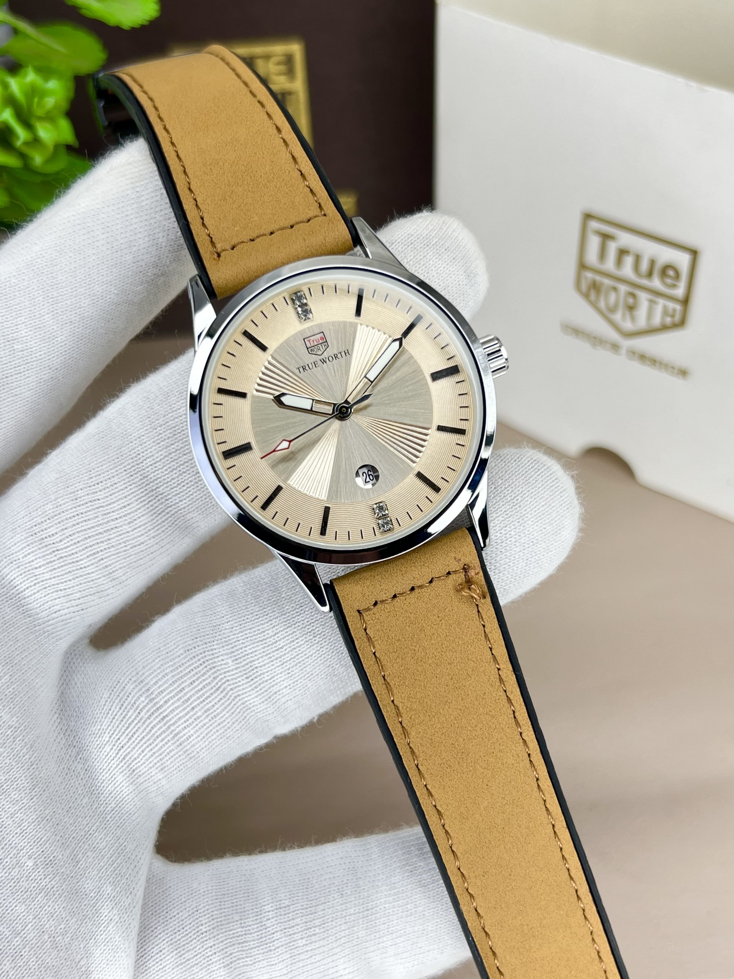 True worth Rubber Strap Watch with Date
