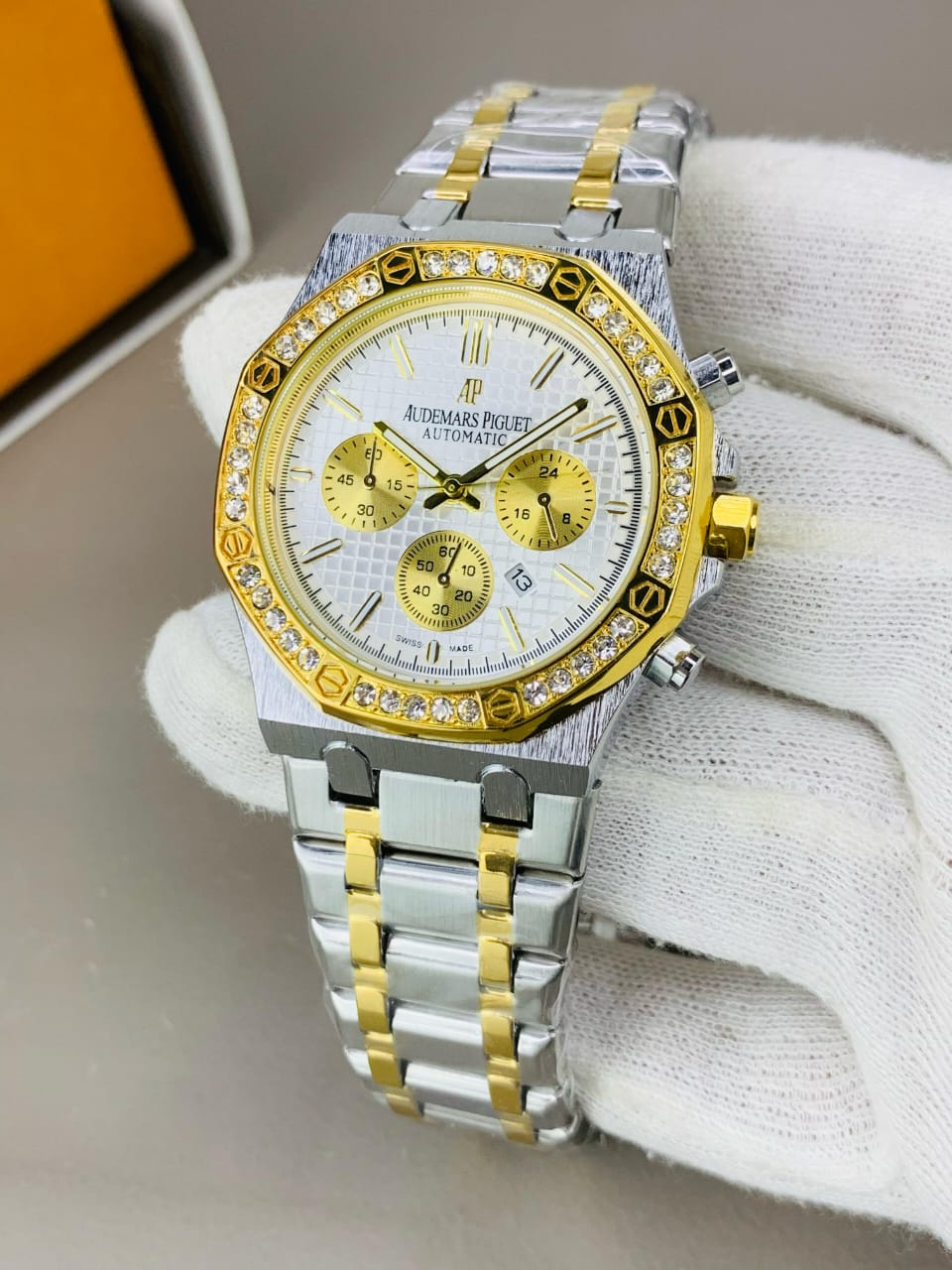 AP Royal Oak Diamond Bezel Stainless Steel Chain