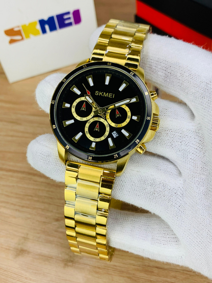 Skmei 2295-G-CH-WHT Metal Band Men Watch