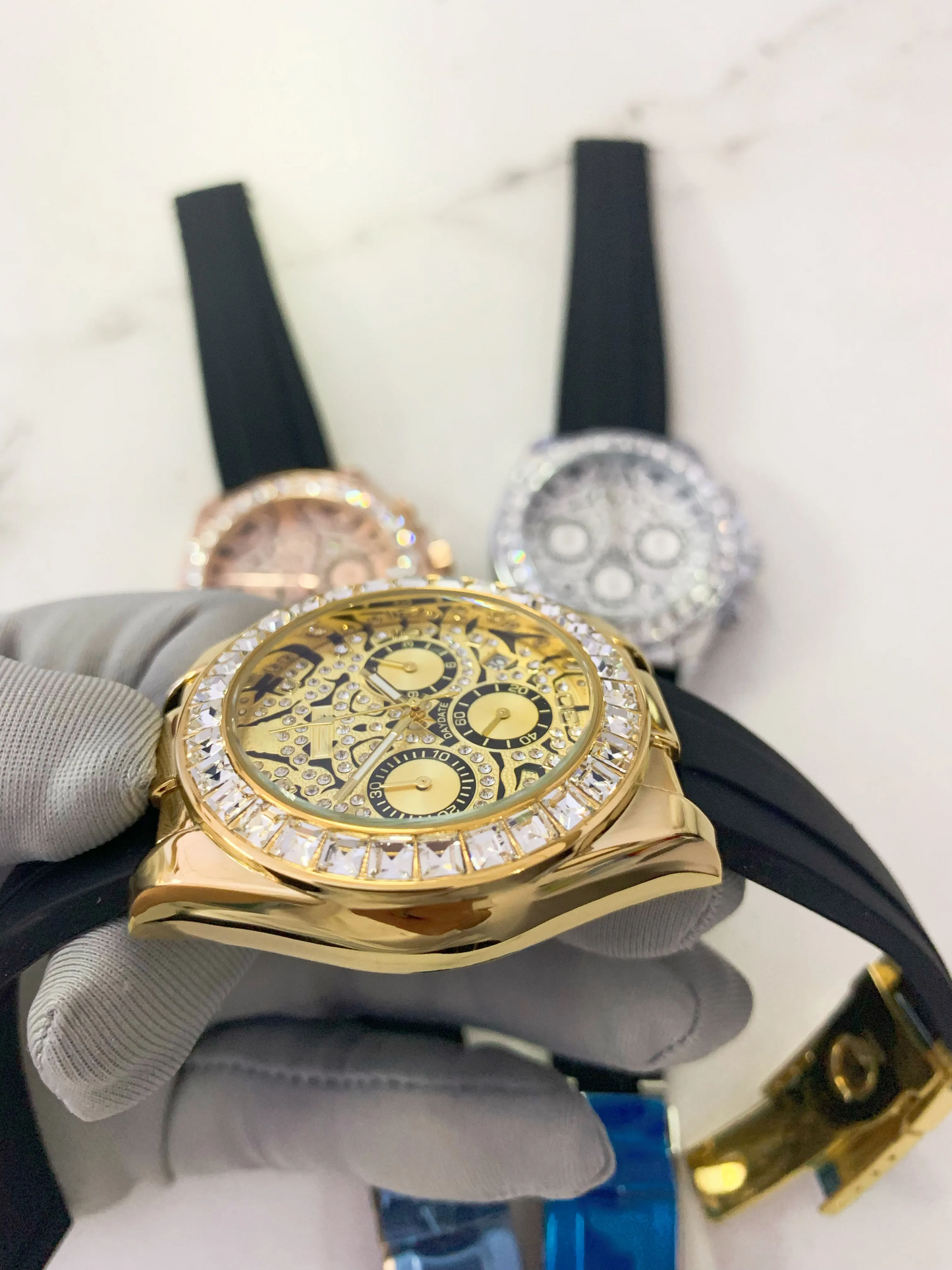 Classic Automatic RX-Tiger Watch with Diamonds, Luxury Quartz Men's Watch with Rubber Strap